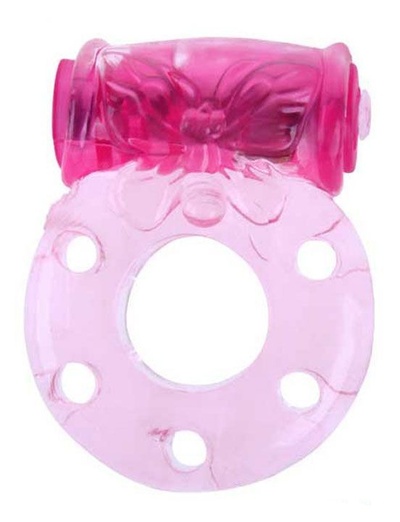 Эрекционное кольцо «Бабочка» с мини-вибратором Eroticon (розовый) 