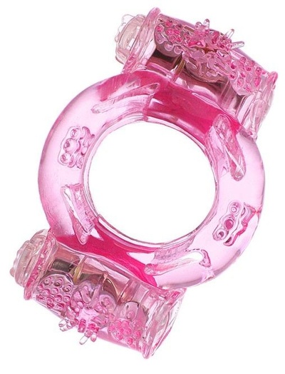 Розовое виброкольцо с двумя виброэлементами Toyfa Basic (розовый) 