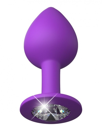 Фиолетовая анальная пробка со стразом Her Little Gem Medium Plug - 8,3 см. PipeDream (фиолетовый) 