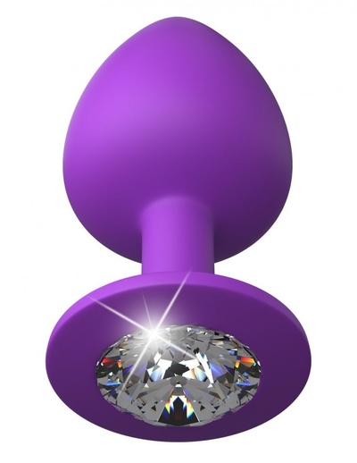Фиолетовая анальная пробка со стразом Her Little Gem Large Plug - 9,5 см. PipeDream (фиолетовый) 