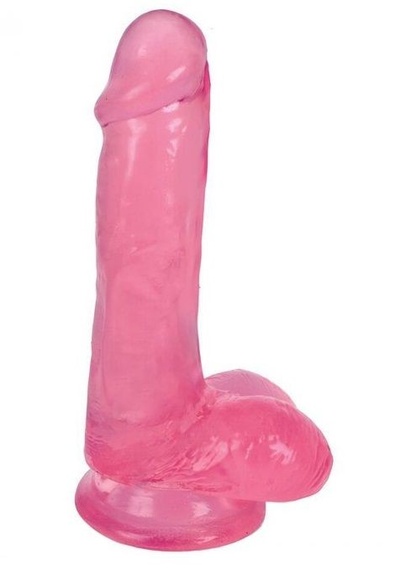 Розовый гелевый фаллоимитатор Slim Stick with Balls - 15,2 см. XR Brands 