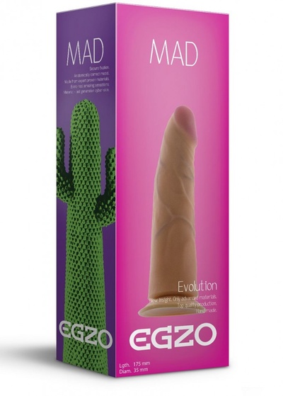 Телесный фаллоимитатор без мошонки Mad Cactus - 17,5 см. Egzo 