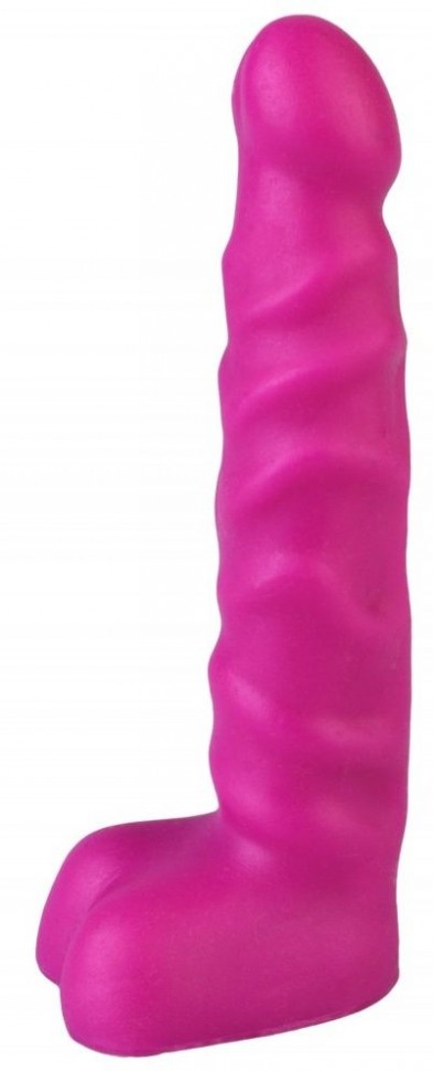 Фиолетовый анальный стимулятор с мошонкой - 14 см. Джага Джага 