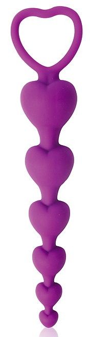 Фиолетовая анальная цепочка с сердечками - 14,5 см. Bior toys (фиолетовый) 