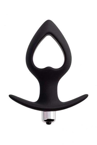 Черная вибровтулка с полой серединой в виде сердечка Cordis M - 14 см. POPO Pleasure (черный) 