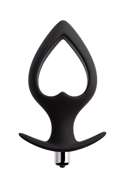 Черная вибровтулка с полой серединой в виде сердечка Cordis L - 17 см. POPO Pleasure (черный) 