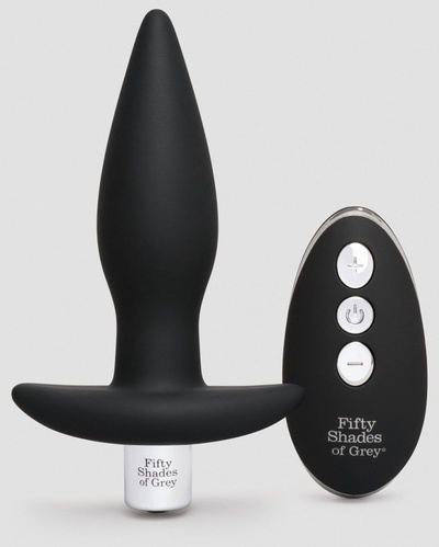 Черная вибровтулка Relentless Vibrations Remote Control Butt Plug - 11,4 см. Fifty Shades of Grey (черный) 