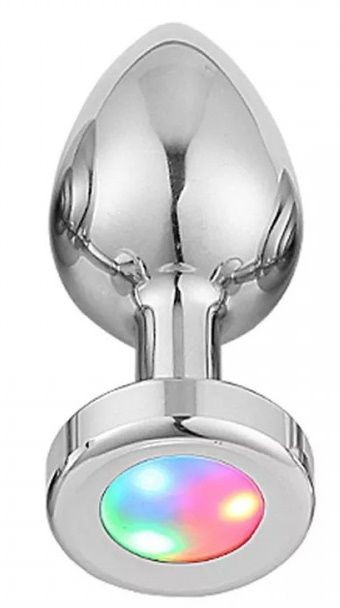 Серебристая светодиодная анальная втулка - 7,2 см. Джага Джага (серебристый) 