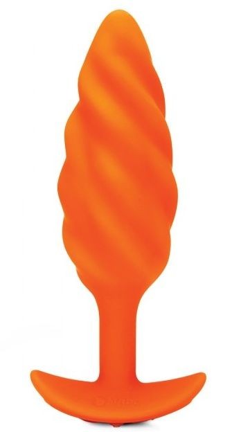 Оранжевый спиральный анальный виброплаг Swirl - 13,5 см. b-Vibe 