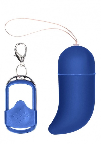 Синее виброяйцо Medium Wireless Vibrating G-Spot Egg с пультом - 7,5 см. Shots Media BV (синий) 