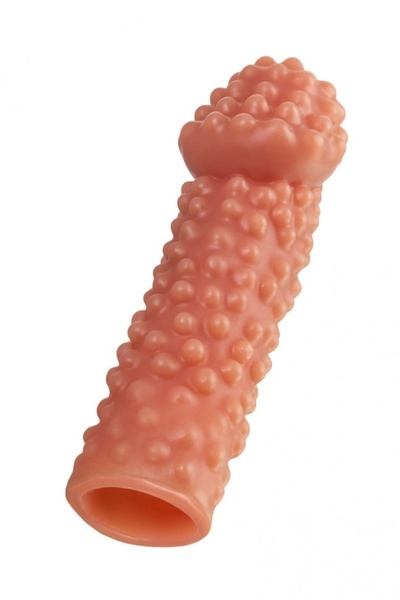 Реалистичная насадка на пенис с бугорками - 16,5 см. KOKOS (телесный) 