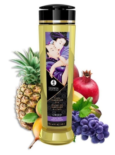 Массажное масло Libido Exotic Fruits с ароматом экзотических фруктов - 240 мл. Shunga 