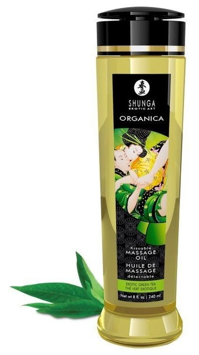 Массажное масло Organica с ароматом зеленого чая - 240 мл. Shunga 