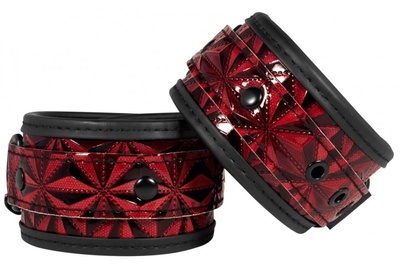 Красно-черные поножи Luxury Ankle Cuffs Shots Media BV (красный с черным) 