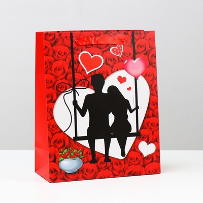 Подарочный пакет "Романтичная пара" - 32 х 26 см. Сима-Ленд (красный) 