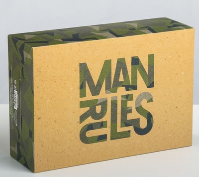 Складная коробка Man rules - 16 х 23 см. Сима-Ленд (зеленый камуфляж) 