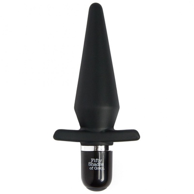 Черная анальная пробка с вибрацией Delicious Fullness Vibrating Butt Plug - 14 см. Fifty Shades of Grey (черный) 