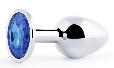 Анальное украшение SILVER PLUG SMALL с синим кристаллом - 7,2 см. Anal Jewelry Plug (синий) 