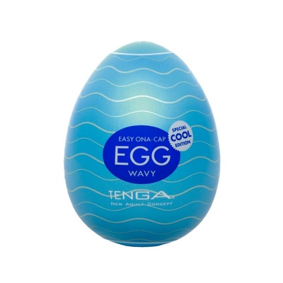 Мастурбатор-яйцо с охлаждающей смазкой EGG Wavy Cool Tenga (нежно-голубой) 