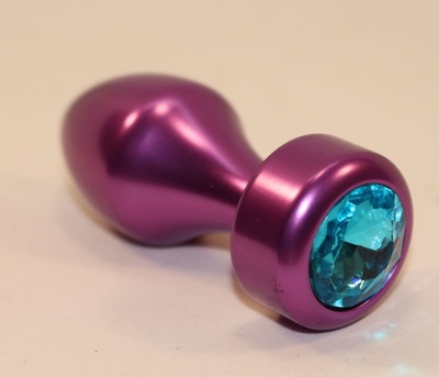 Фиолетовая анальная пробка с голубым кристаллом - 7,8 см. 4sexdream (голубой) 