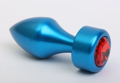 Синяя анальная пробка с красным стразом - 7,8 см. 4sexdream (красный) 