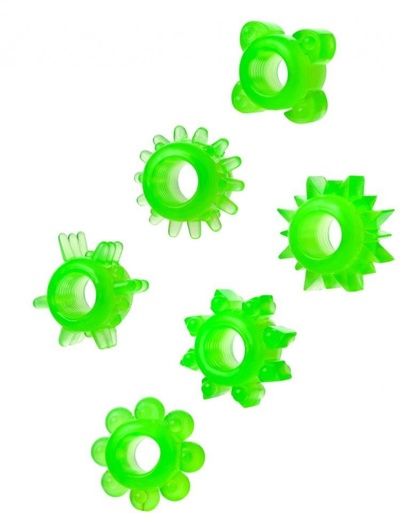 Набор из 6 зелёненьких эрекционных колец Toyfa Basic (зеленый) 