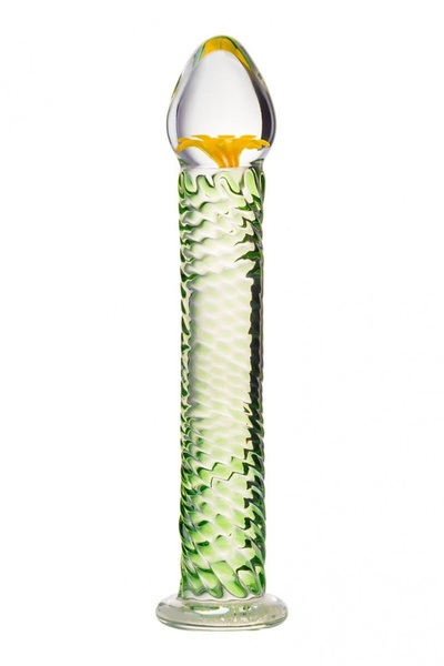Стеклянный фаллоимитатор со спиралевидным рельефом - 16,5 см. Sexus (зеленый) 