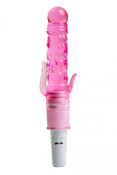 Розовый вибромассажёр с дополнительными отростками - 21 см. 4sexdream 