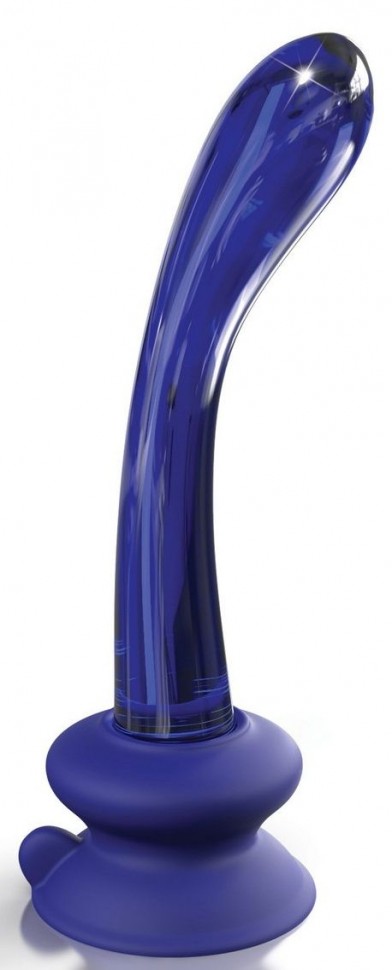 Синий стеклянный стимулятор Icicles №89 с силиконовой присоской - 18 см. PipeDream 