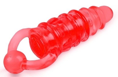 Красное эрекционное виброкольцо с клиторальным стимулятором Brazzers (красный) 