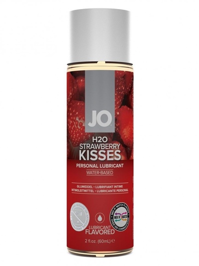 Лубрикант на водной основе с ароматом клубники JO Flavored Strawberry Kiss - 60 мл. System JO 