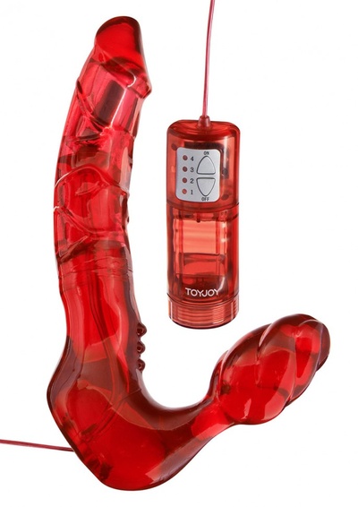 Безремневой вагинальный страпон с вибратором Bend Over Boyfriend Red - 21 см. Toy Joy (красный) 