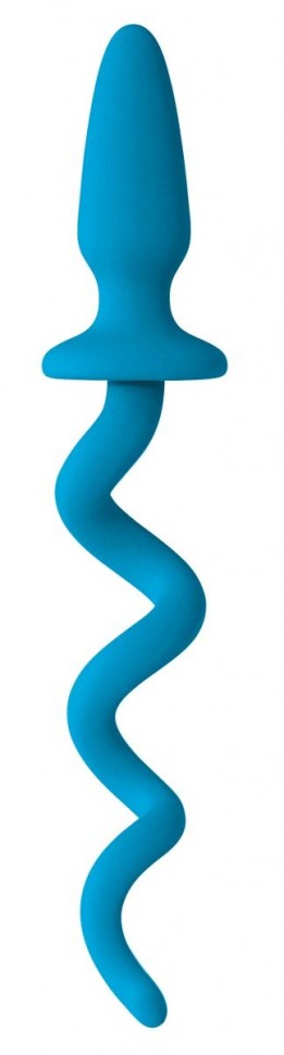 Голубая анальная пробка с хвостом-спиралью Oinkz NS Novelties (голубой) 