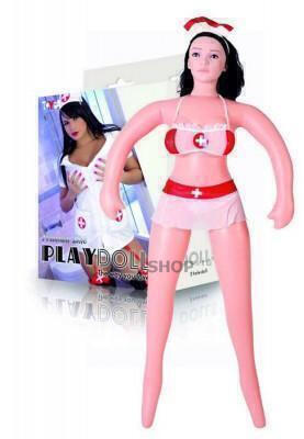Кукла надувная Медсестра анус-вагина ToyFa Play Dolls X с виброяйцом, 160 см TOYFA Dolls-X. (телесный) 