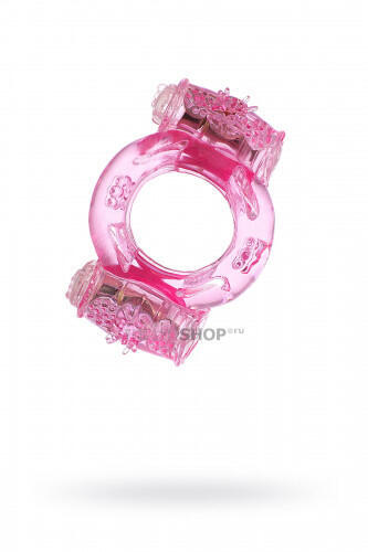 Эрекционное кольцо Toyfa с двойной вибрацией, розовое (Розовый) 