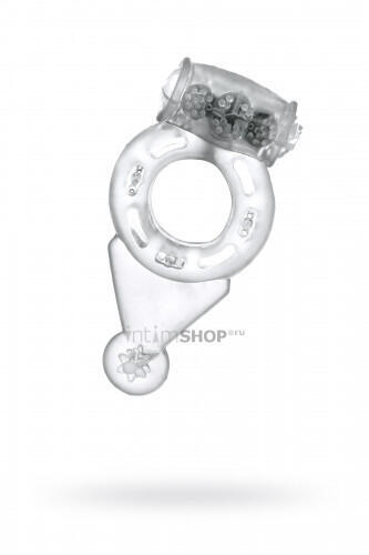Эрекционное кольцо Toyfa с вибропулей и язычком, бесцветное 