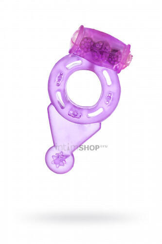 Эрекционное кольцо Toyfa с вибропулей и язычком, фиолетовое 