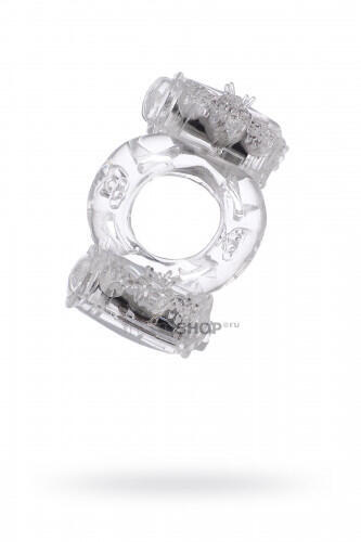 Эрекционное кольцо Toyfa с двойной вибрацией, бесцветное (Прозрачное) 
