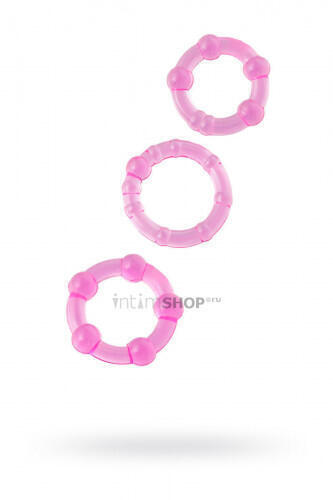 Эрекционные кольца Toyfa, 3 штуки в наборе, розовые (Розовый) 