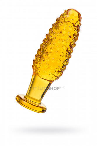 Анальная пробка Sexus Glass с пупырышками, желтая (Желтый) 