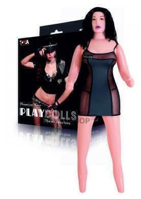 Кукла надувная Полицейская рот-анус-вагина ToyFa Play Dolls X Брюнетка с виброяйцом, 160 см TOYFA Dolls-X. (телесный) 