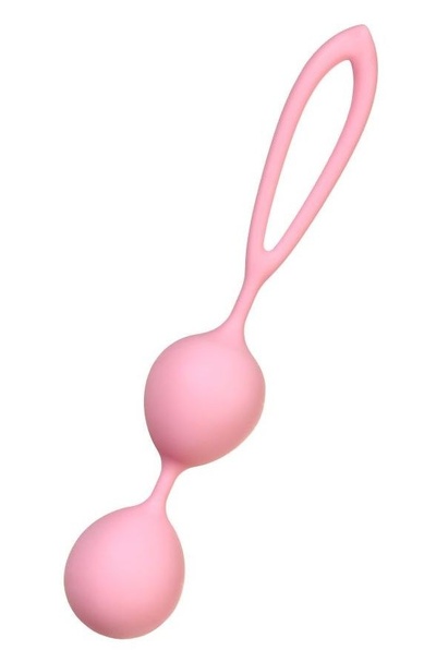 Розовые силиконовые вагинальные шарики с ограничителем-петелькой A-toys (розовый) 