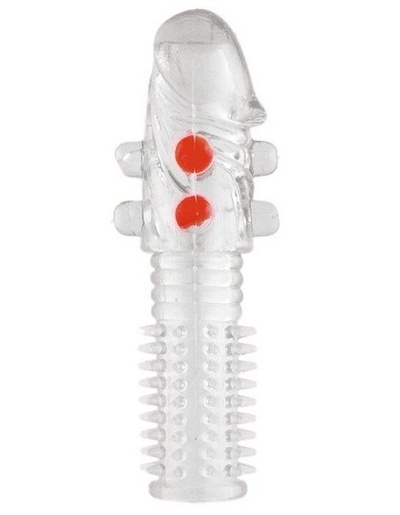 Гелевая прозрачная насадка с шариками и шипами - 14 см. Toyfa Basic 