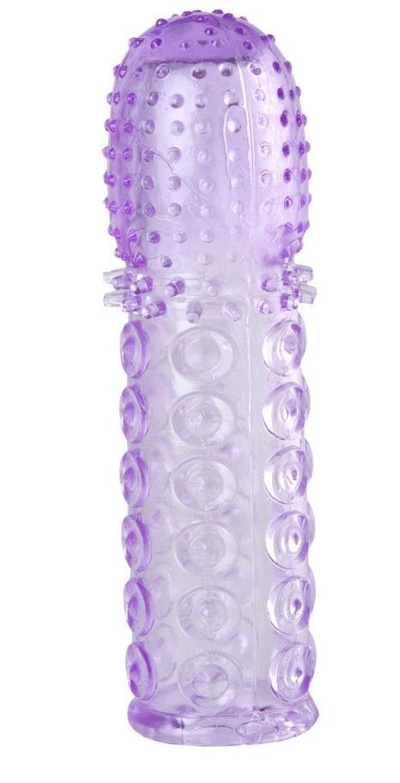 Насадка гелевая фиолетовая с точками, шипами и наплывами - 13,5 см. Toyfa Basic (фиолетовый) 