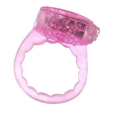Тонкое розовое эрекционное кольцо с вибратором Toyfa Basic (розовый) 