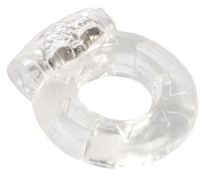 Толстое прозрачное эрекционное кольцо с вибратором Toyfa Basic (прозрачный) 