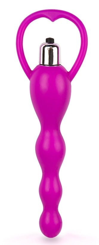 Ярко-розовая анальная виброёлочка с ограничителем - 14 см. Brazzers (ярко-розовый) 