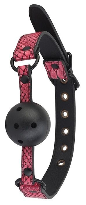 Черно-розовый кляп-шарик с отверстиями BALL GAG Dream Toys (черный с розовым) 
