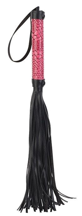 Черная мини-плеть WHIP с розовой ручкой - 39 см. Dream Toys (черный с розовым) 
