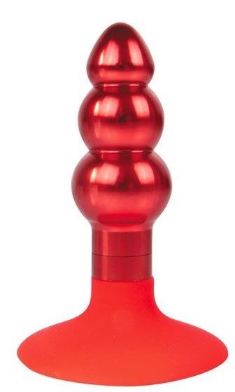 Красная анальная пробка-елочка с круглым ограничителем - 9 см. Bior toys (красный) 